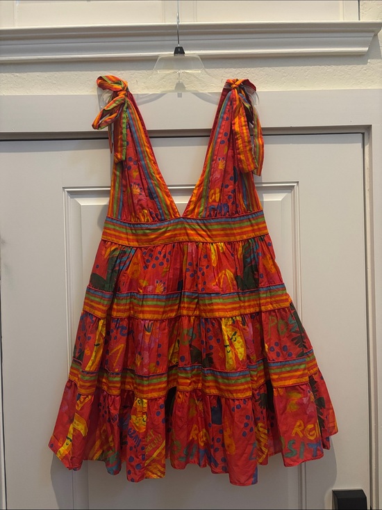 FARM Rio Dresses & Skirts - FARM Rio Red Multicolor Striped Tie-Shoulder Dress